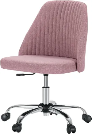 DUMOS Office Desk Chair, Modern Cute Rolling Vanity Swivel Task Seating with Wheels, Comfortable Back Seat Armless for Home, Bedrooms, Study, Student, Adults, Make-Up, Dressing Room