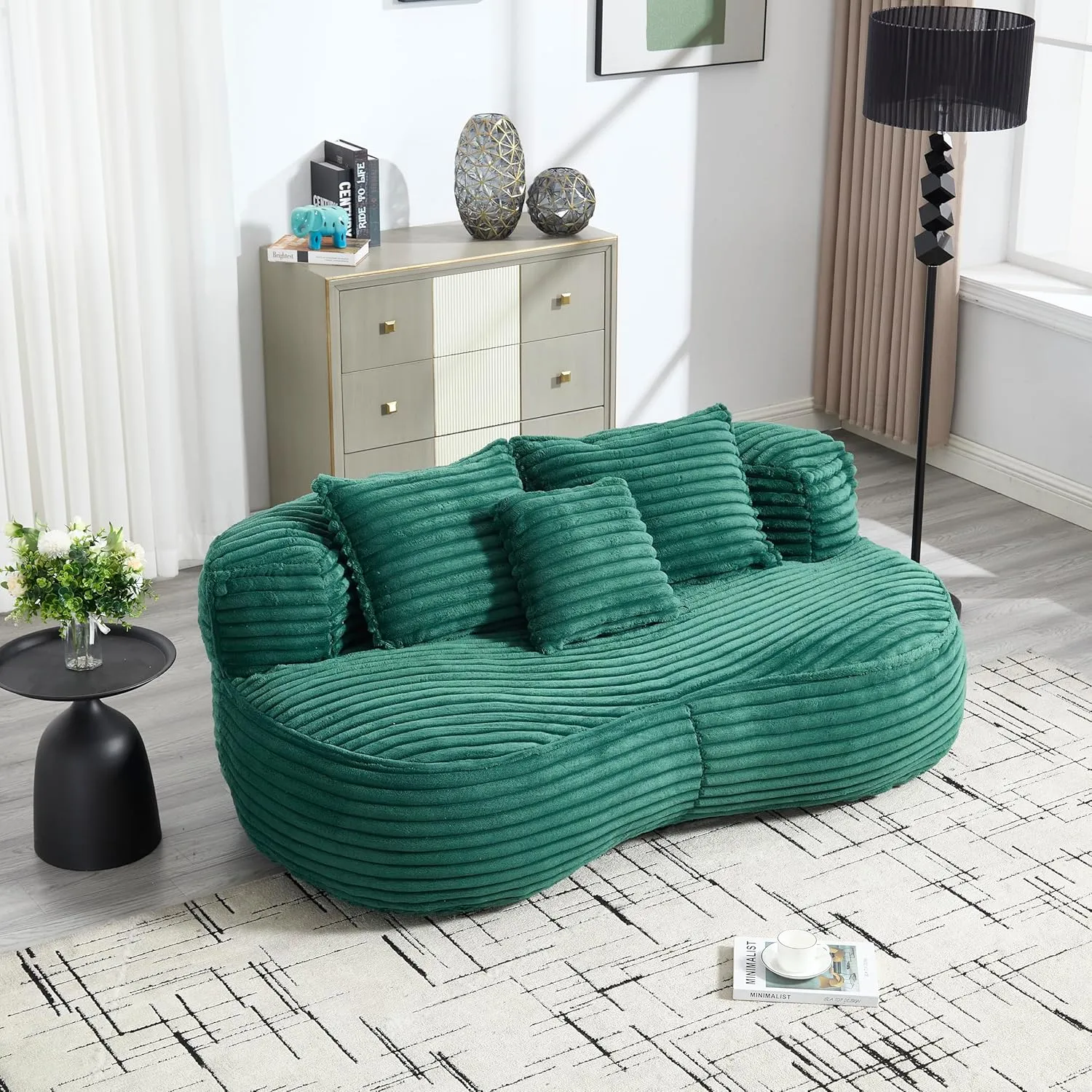 Durable Comfort Lounger Bean Bag Sofa, High Back Design, Indoor & Outdoor Use, Emerald Color