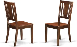 East West Furniture DUC-MAH-W Dudley Dining Room Chairs - Slat Back Wood Seat Chairs, Set of 2, Mahogany