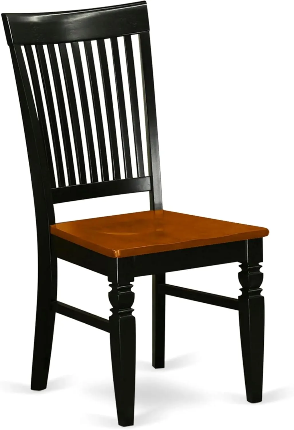East West Furniture WEC-BCH-W Weston Dining Chairs - Slat Back Wooden Seat Chairs, Set of 2, Black & Cherry