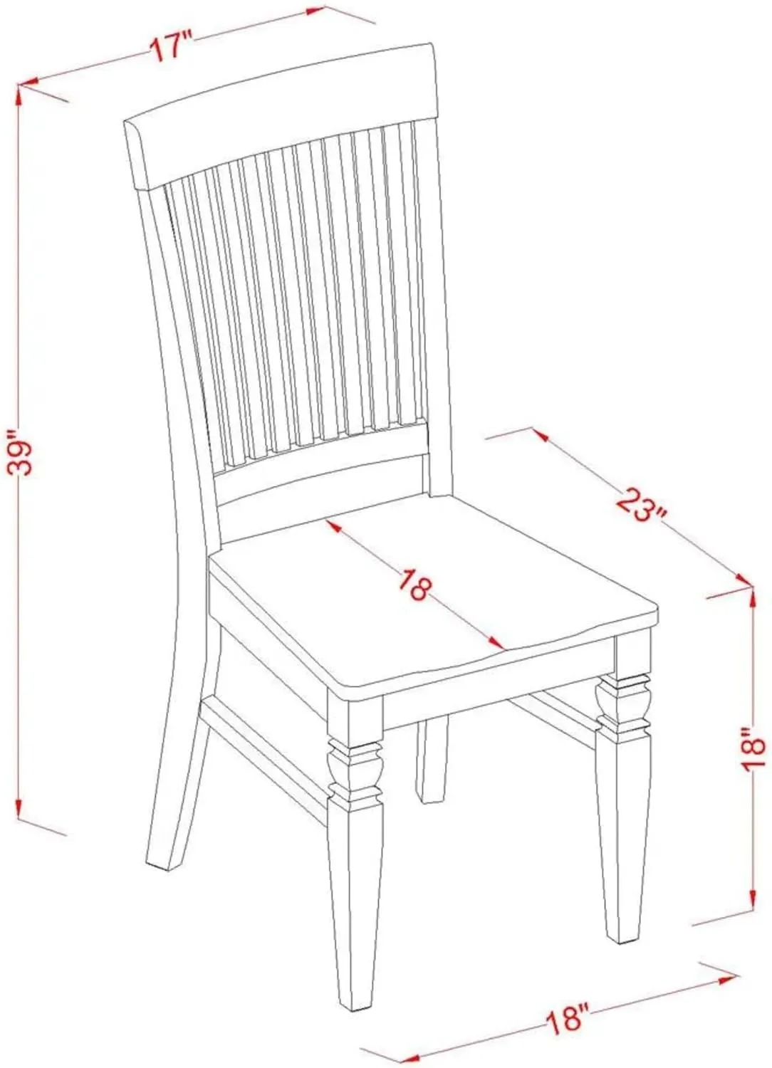 East West Furniture WEC-BCH-W Weston Dining Chairs - Slat Back Wooden Seat Chairs, Set of 2, Black & Cherry
