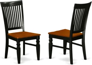 East West Furniture WEC-BCH-W Weston Dining Chairs - Slat Back Wooden Seat Chairs, Set of 2, Black & Cherry