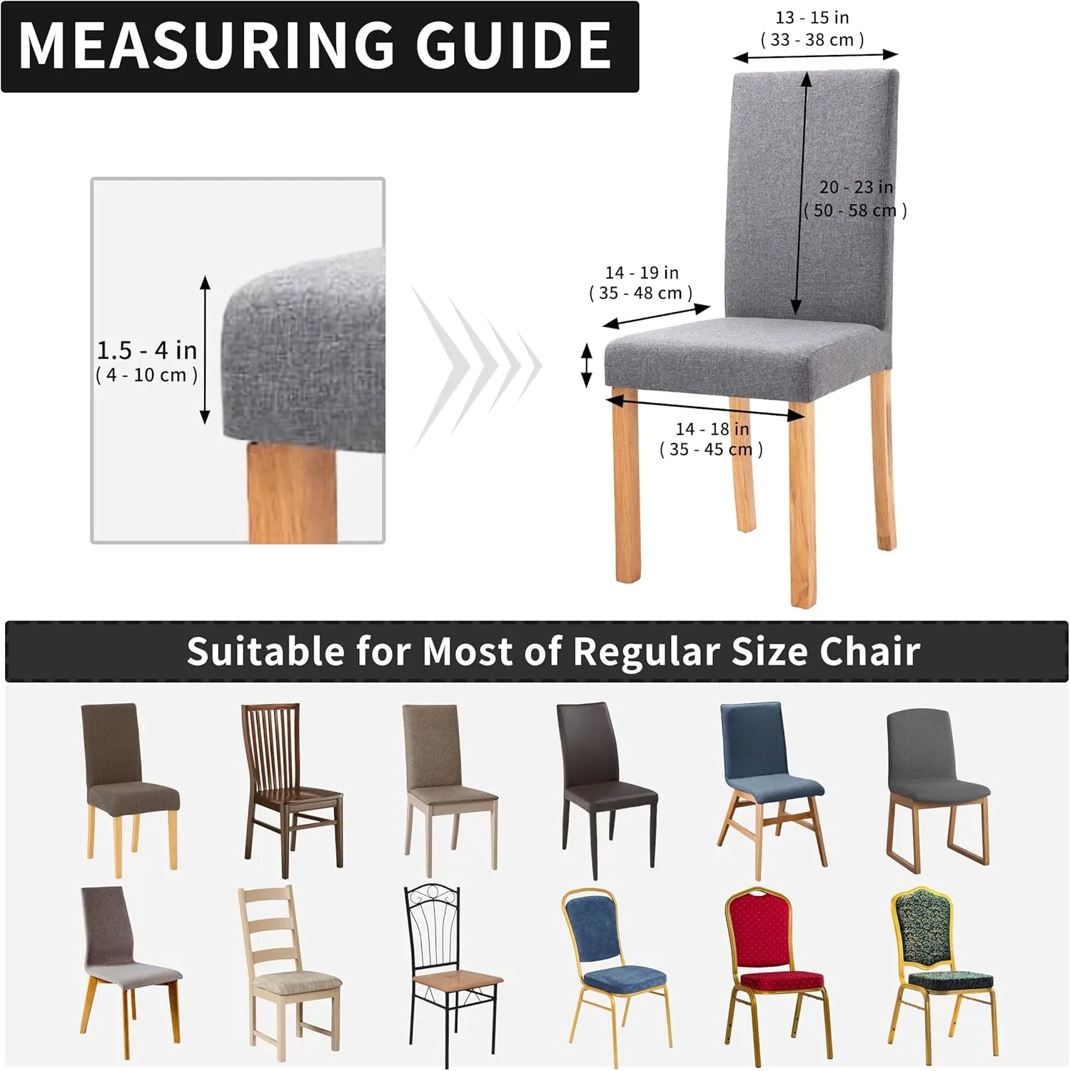 Easy-Going 100% Waterproof Dining Room Chair Cover Set of 6, Stretch Jacquard Parson Chair Slipcover Removable Washable Chair Protector for Home, Restaurant, Banquet (Large, Navy