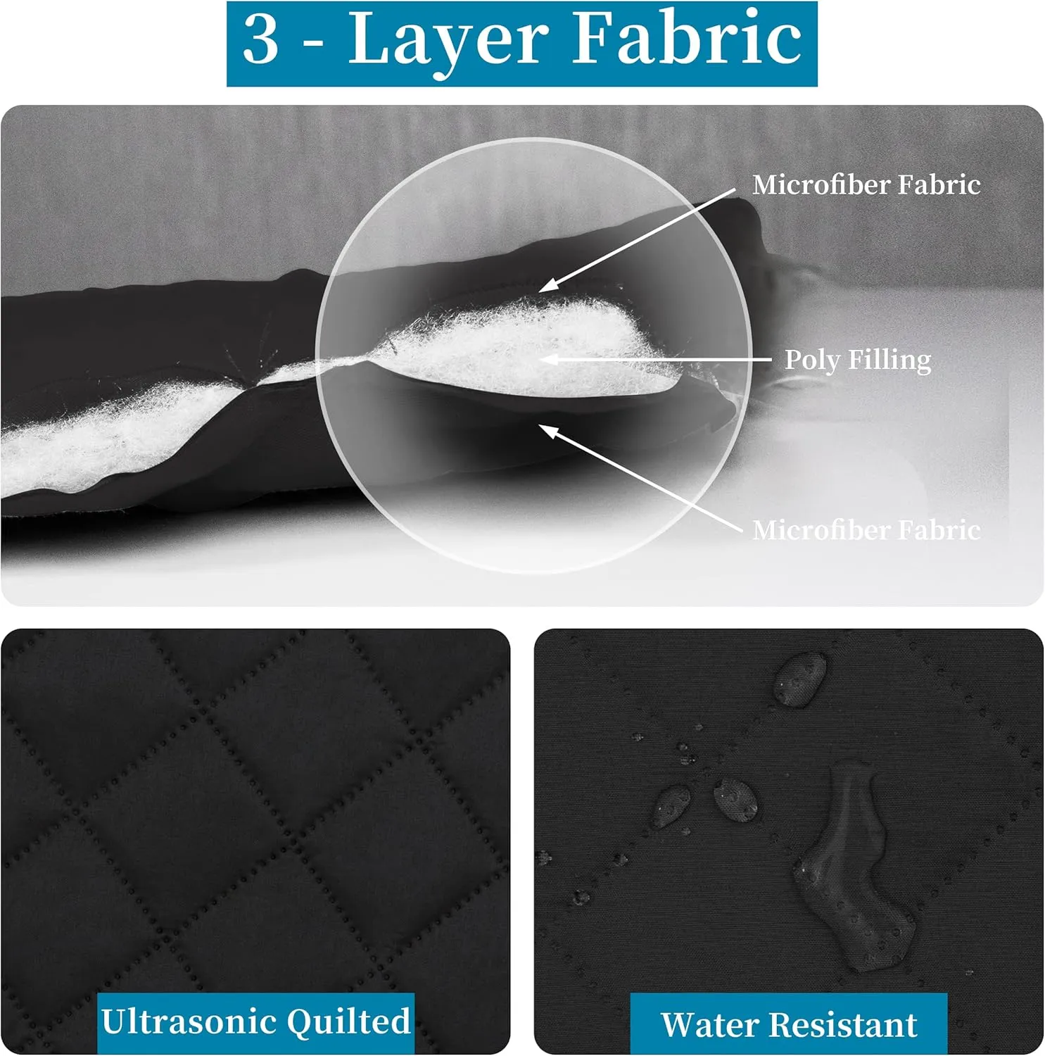 Easy-Going Quilted Microfiber Office Chair Cover with Soft Memory Foam Seat Cushion Water Resistant Desk Computer Chair Slipcover Anti-Slip Chair Protector (Large, Black)