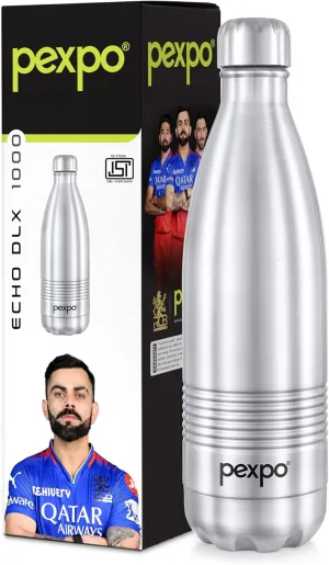 Echo DLX Hot & Cold ISI Certified Flask | 1000ml | 33 oz Stainless Steel Water Bottle Silver| Office Bottle | Workout | Travelling | Home