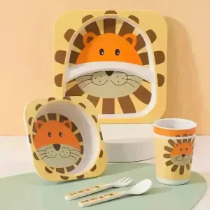 Eco-friendly Bamboo Fibre Kids Dinnerware (Set of 5)