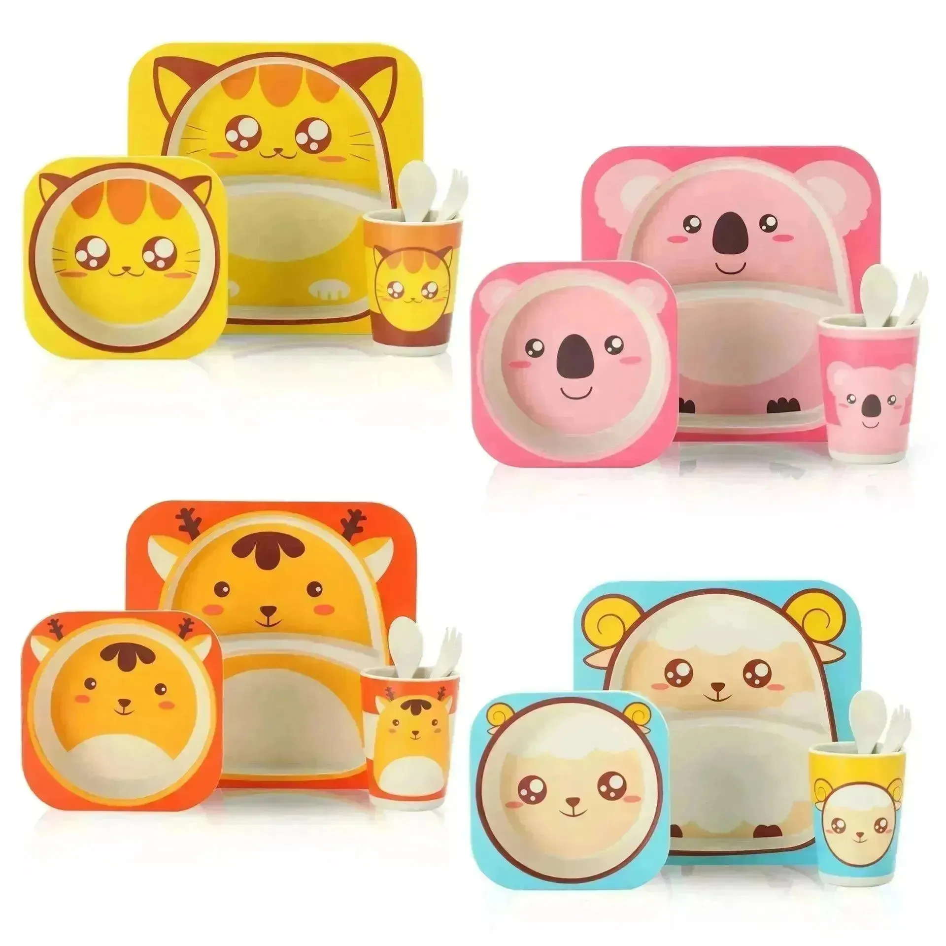 Eco-friendly Bamboo Fibre Kids Dinnerware (Set of 5)