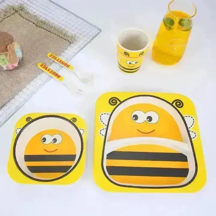 Eco-friendly Bamboo Fibre Kids Dinnerware (Set of 5)