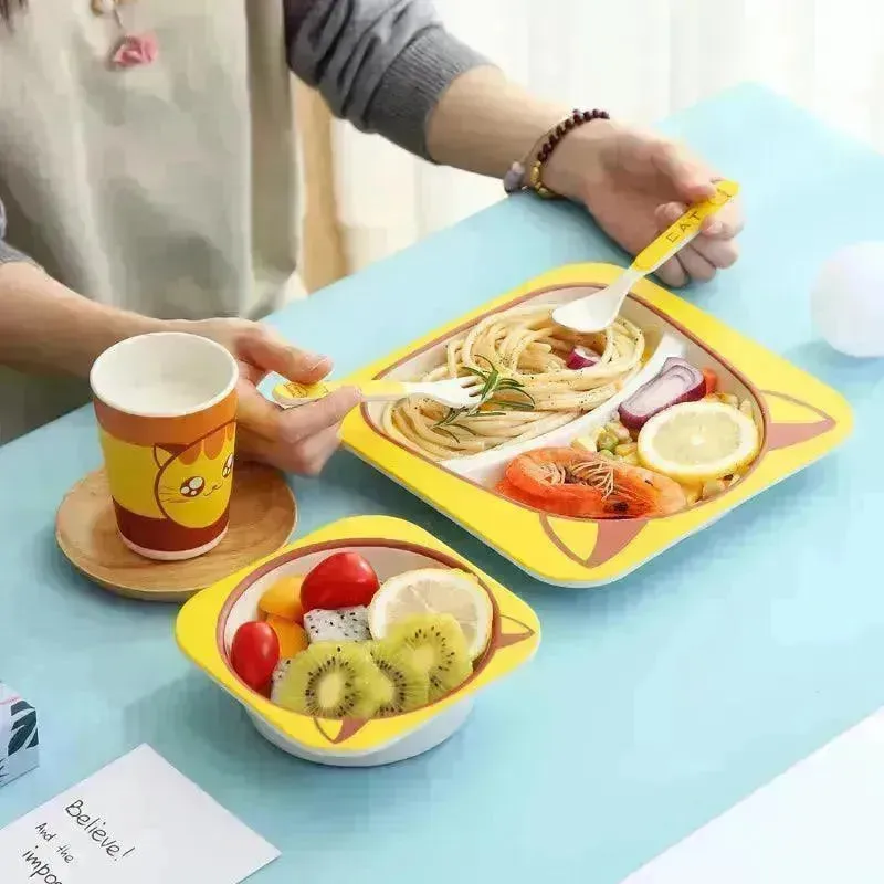 Eco-friendly Bamboo Fibre Kids Dinnerware (Set of 5)