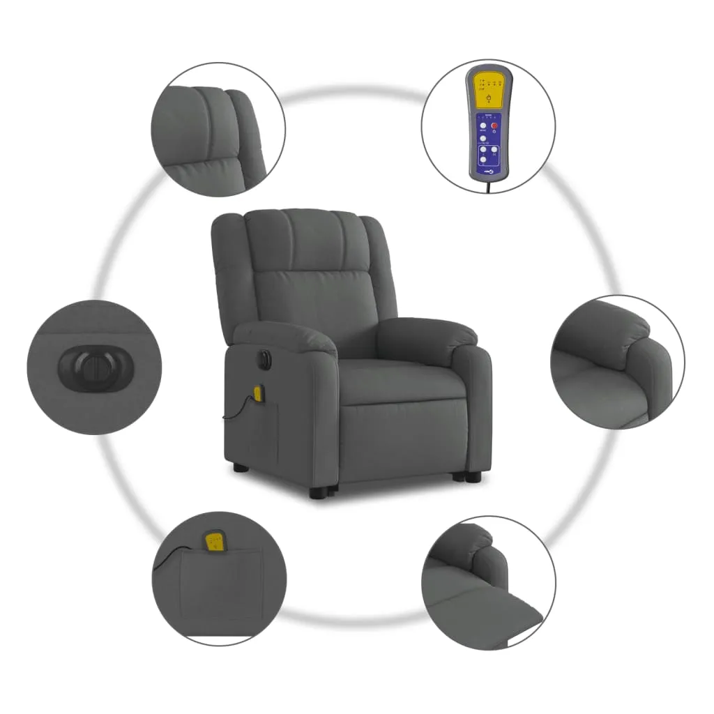 Electric Stand up Massage Recliner Chair Dark Gray Fabric