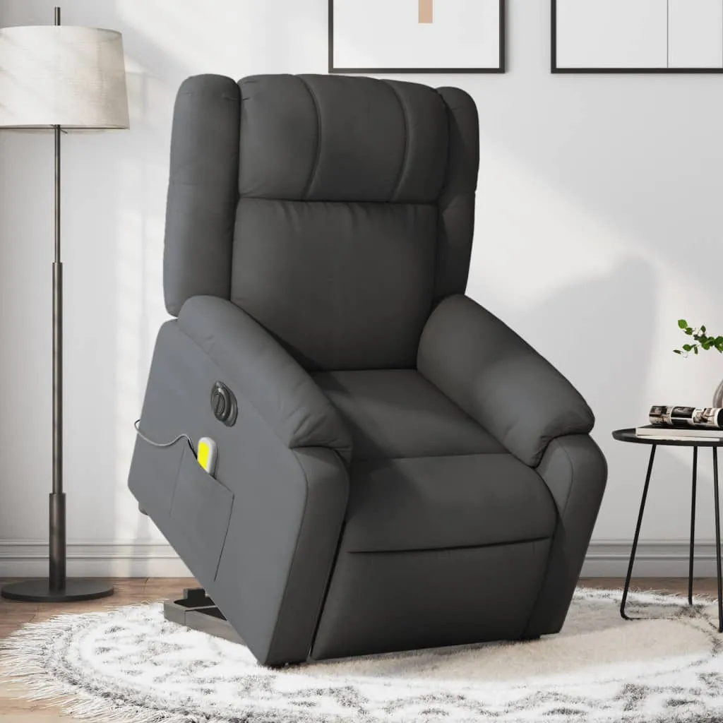 Electric Stand up Massage Recliner Chair Dark Gray Fabric