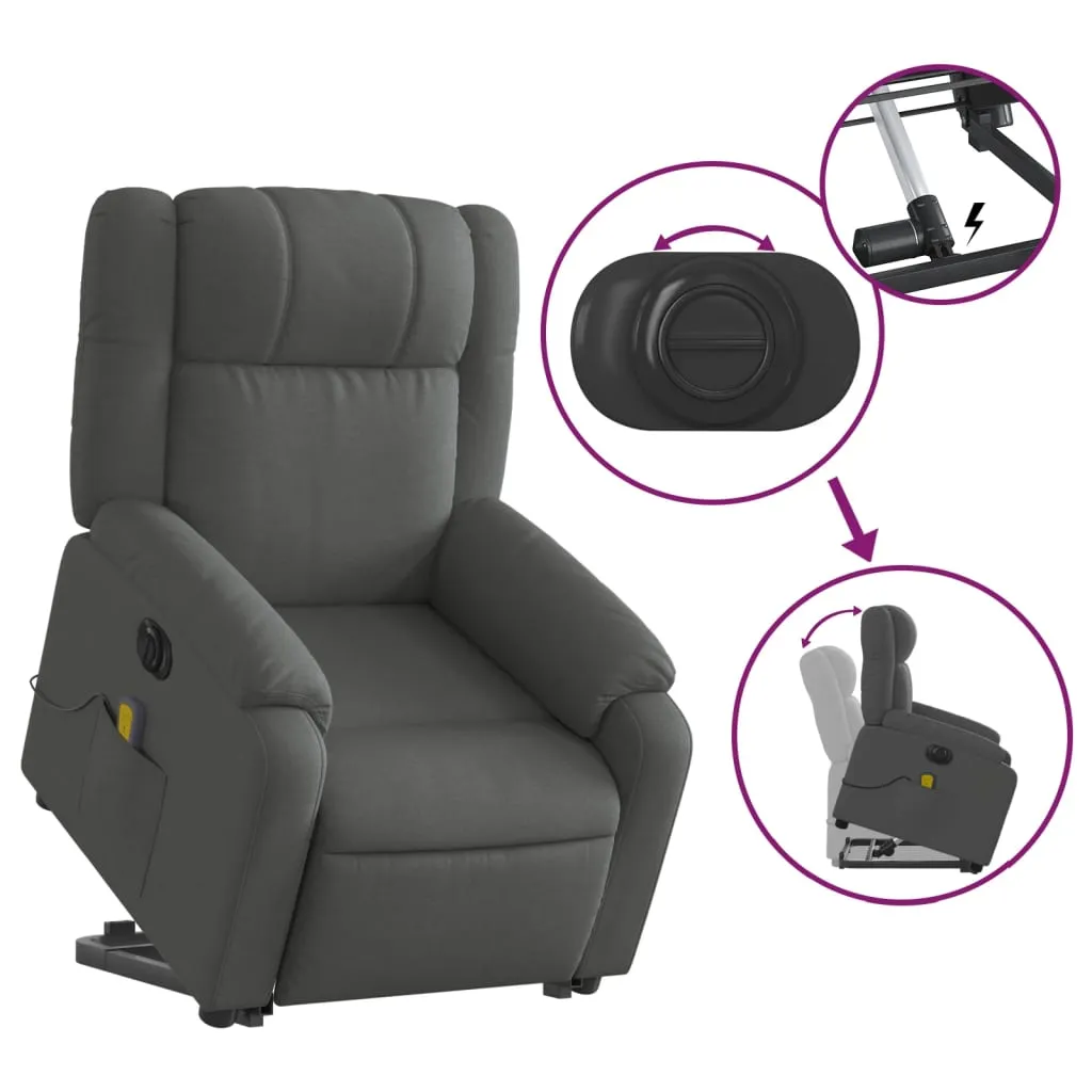 Electric Stand up Massage Recliner Chair Dark Gray Fabric