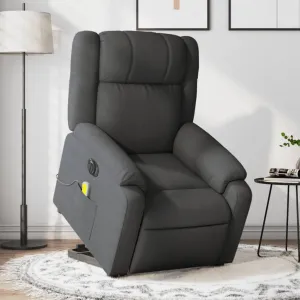 Electric Stand up Massage Recliner Chair Dark Gray Fabric