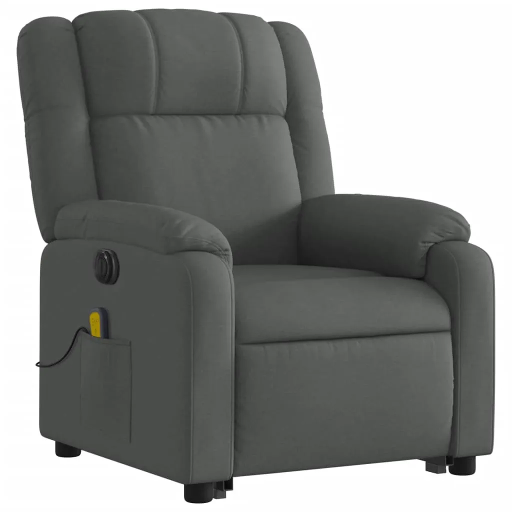Electric Stand up Massage Recliner Chair Dark Gray Fabric