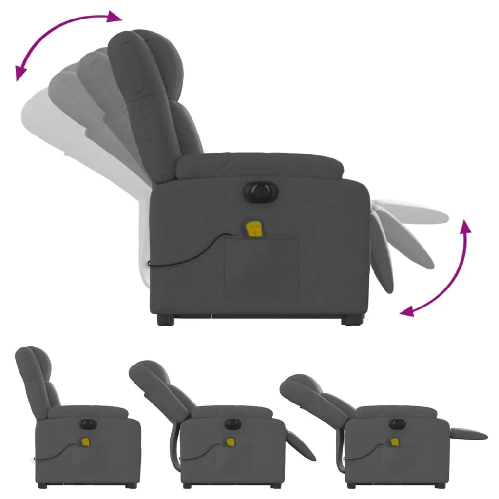 Electric Stand up Massage Recliner Chair Dark Gray Fabric