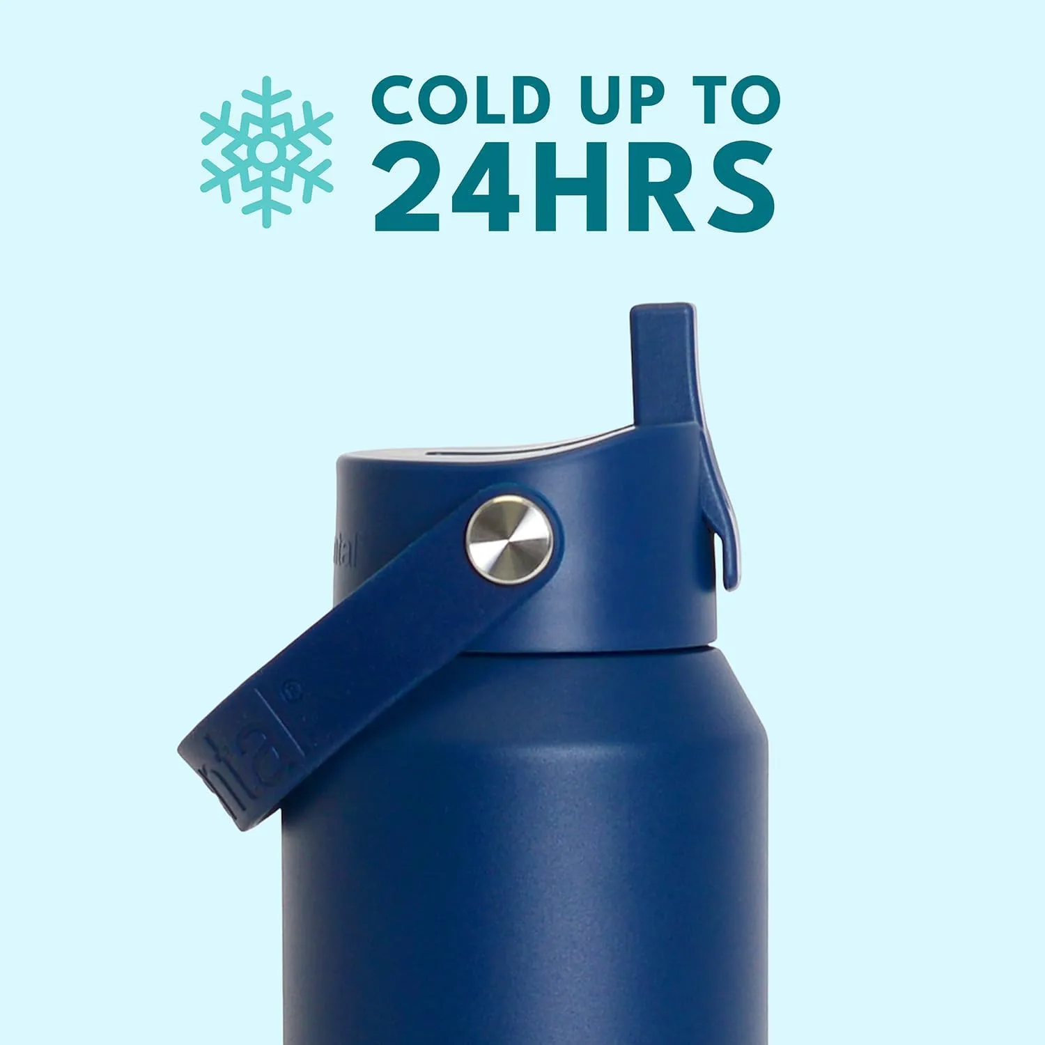 Elemental Core Stainless Steel Water Bottle with Straw - Leak Proof Double Wall Insulated Water Bottles for Travel, Sports and Gym - BPA Free Sport Thermos with Flip-up Straws - 40oz, Navy