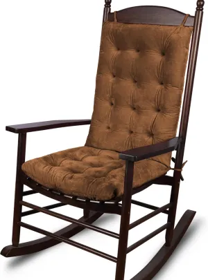 ELFJOY Rocking Chair Cushion Large Rocking Chair Pads with Ties Premium Tufted High Back and Seat Cushion 2 Piece Set Brown