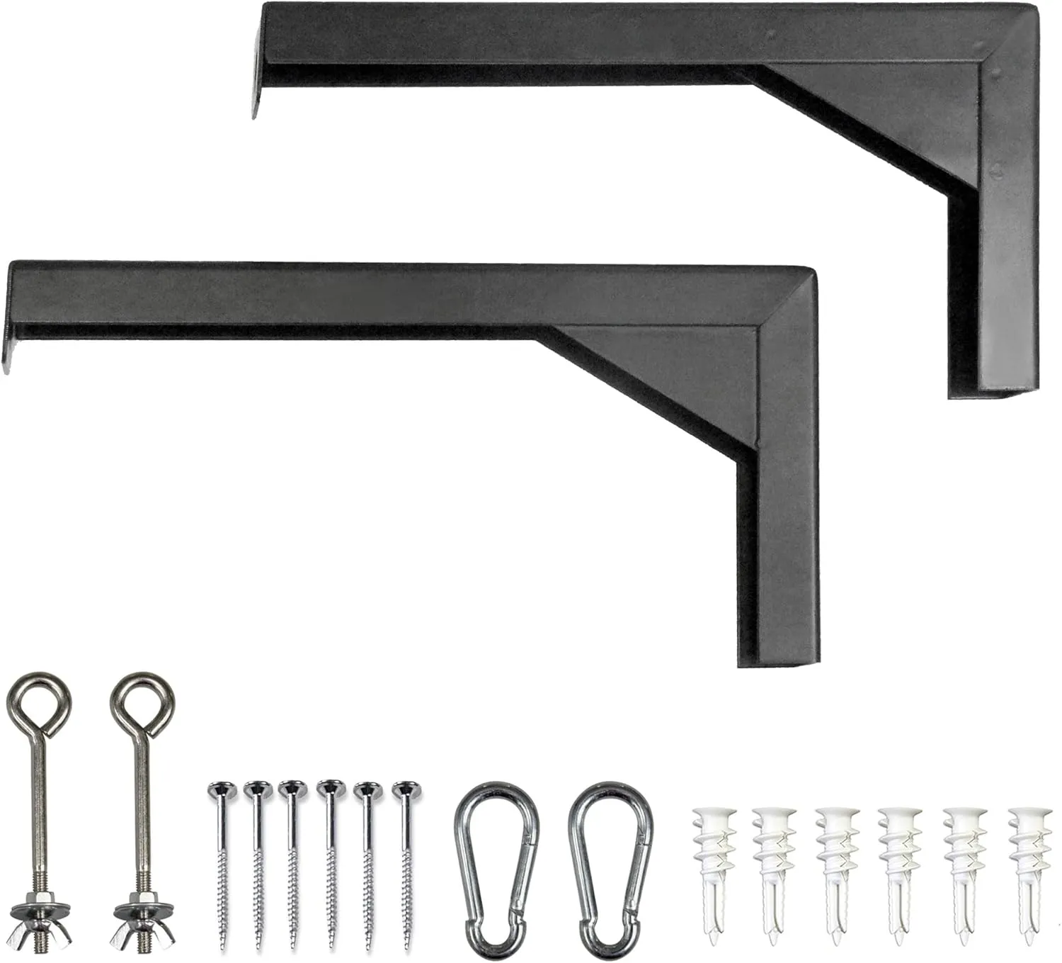 Elite Screens 12" Black Projector Screen L-Brackets, Reinforced Single Metal Welded Construction, Wall or Ceiling Mount - Includes Hooks and Hardware, Model: ZVMAXLB12-B