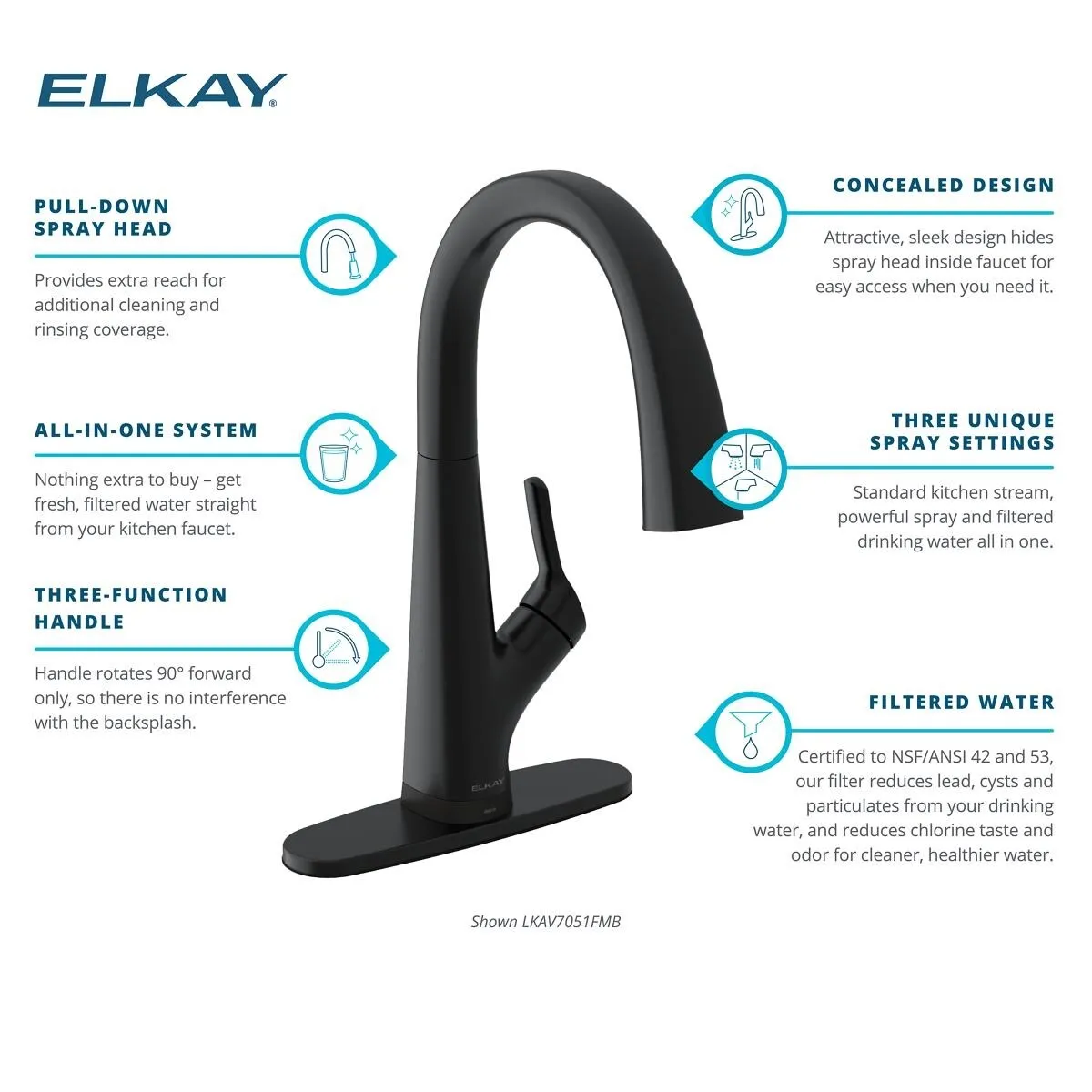 Elkay Avado Single Hole 2-in-1 Kitchen Faucet with Filtered Drinking Water