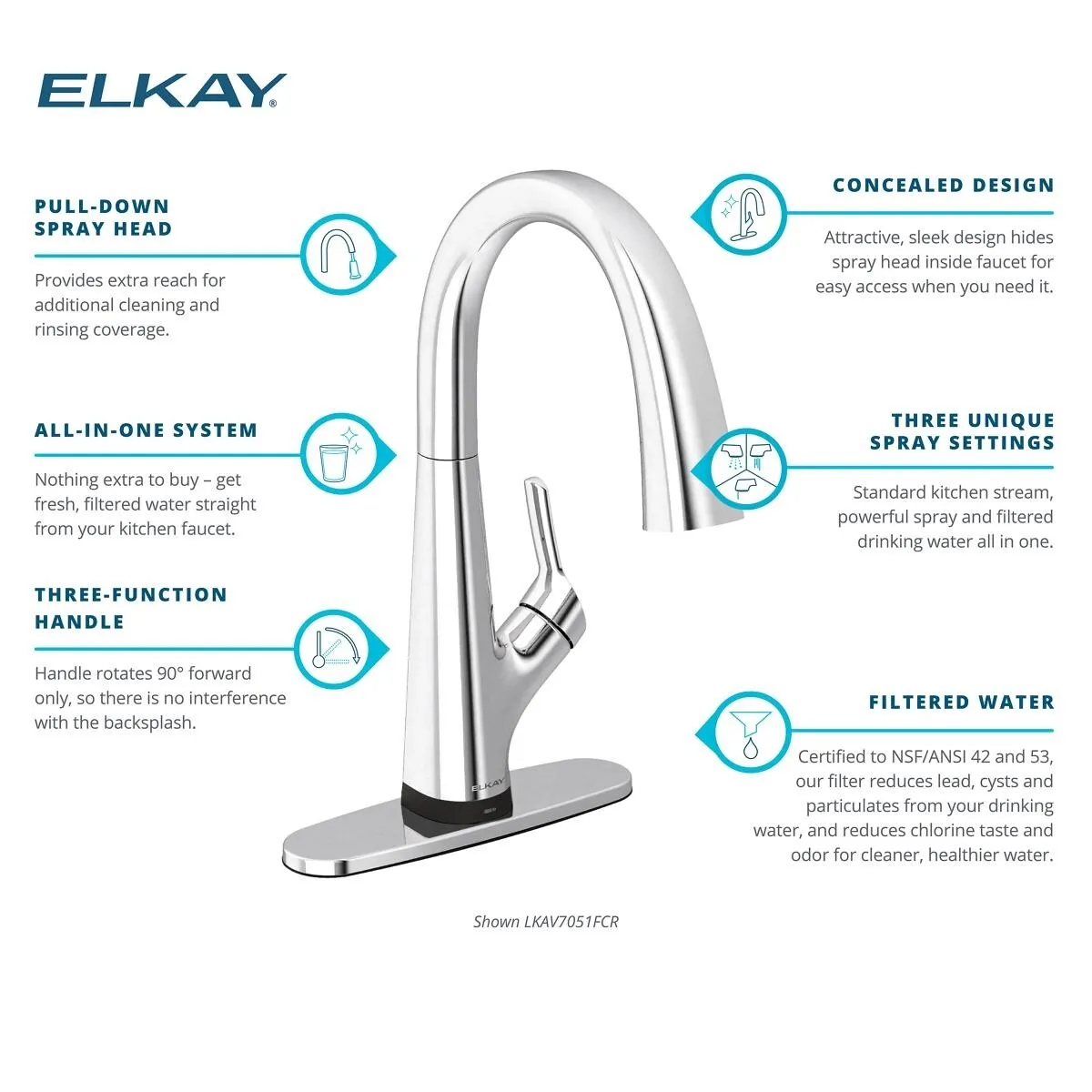 Elkay Avado Single Hole 2-in-1 Kitchen Faucet with Filtered Drinking Water