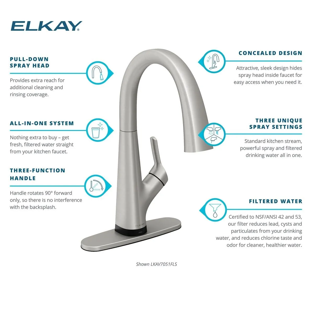 Elkay Avado Single Hole 2-in-1 Kitchen Faucet with Filtered Drinking Water