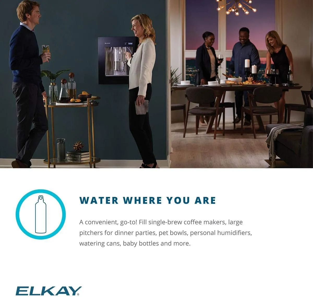 Elkay LBWD06BKK ezH2O Liv Built-in Filtered Water Dispenser, Remote Chiller, Midnight