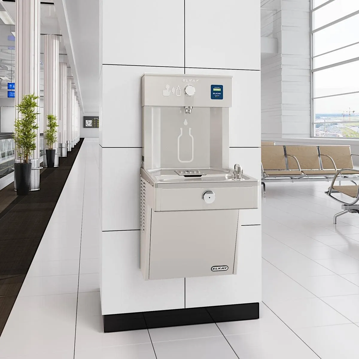 Elkay LVRC8WSK EZH2O Vandal-Resistant Bottle Filling Station & Single Cooler, Filtered 8 GPH Stainless