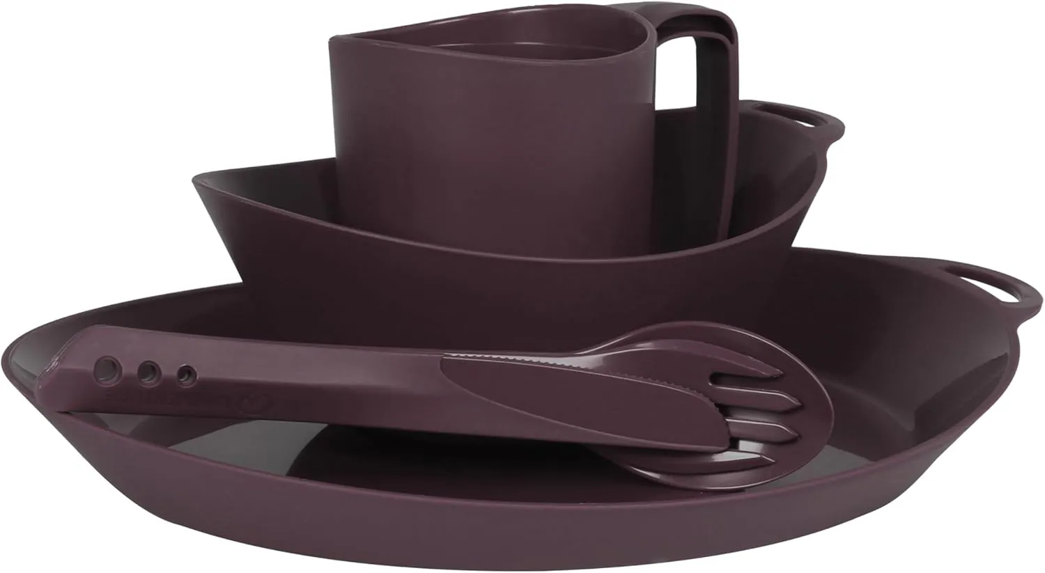Ellipse Plastic 4-Piece Tableware Set: Knife/Fork/Spoon, Plate, Bowl, Mug for Camping, Travel & Outdoor