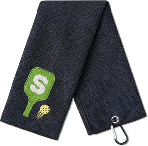 Embroidered Pickleball Towel, Funny Pickleball Gifts for Men Women, Pickleball Lovers, Pickleball Player on Birthday, Christmas, Retirement, 16"x 24" Microfiber Towel, Initial S