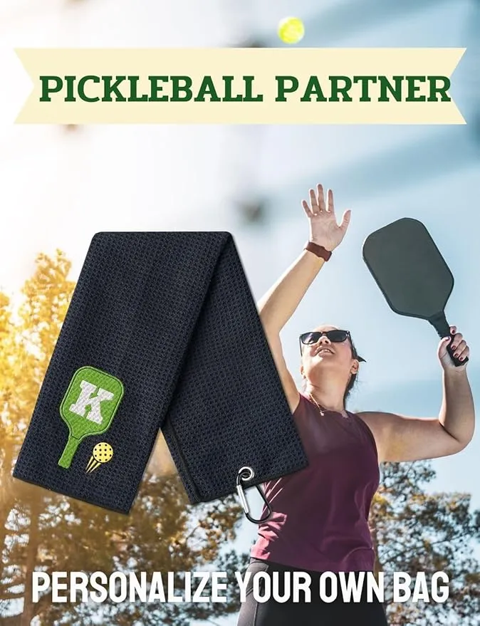 Embroidered Pickleball Towel, Funny Pickleball Gifts for Men Women, Pickleball Lovers, Pickleball Player on Birthday, Christmas, Retirement, 16"x 24" Microfiber Towel, Initial S
