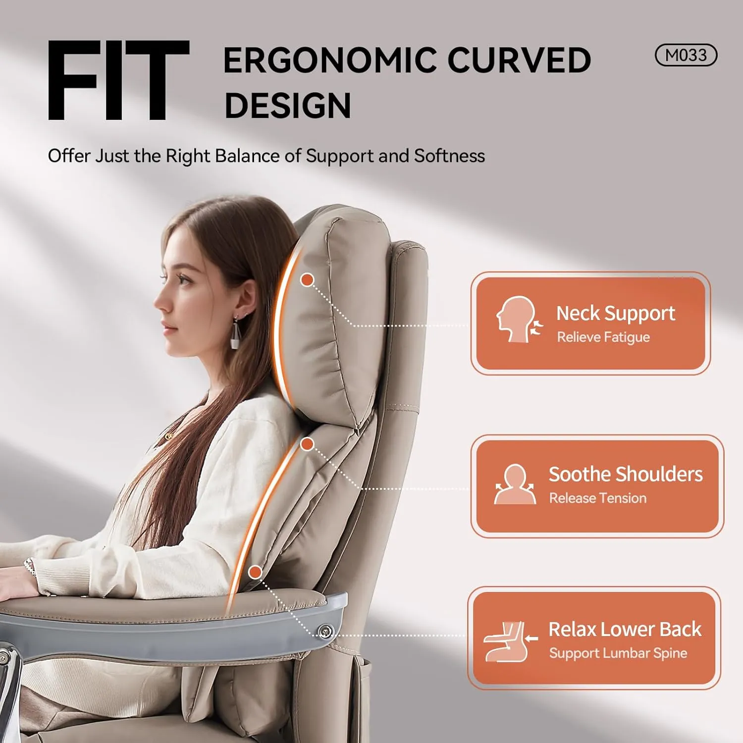 EMIAH Ergonomic Office Chair with Foot Rest Electric Executive Office Chair Reclining with Massage Big and Tall High Back Computer Chair with Wheels, Sustainable Leather (Light Khaki)