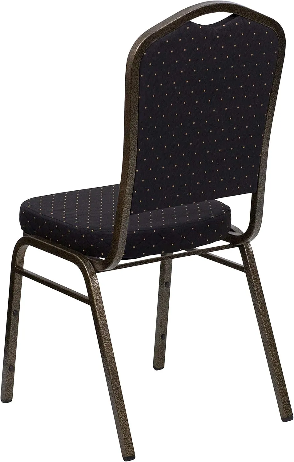 EMMA   OLIVER 4 Pack Crown Back Stacking Banquet Chair in Black Pattern Fabric - Gold Vein Frame