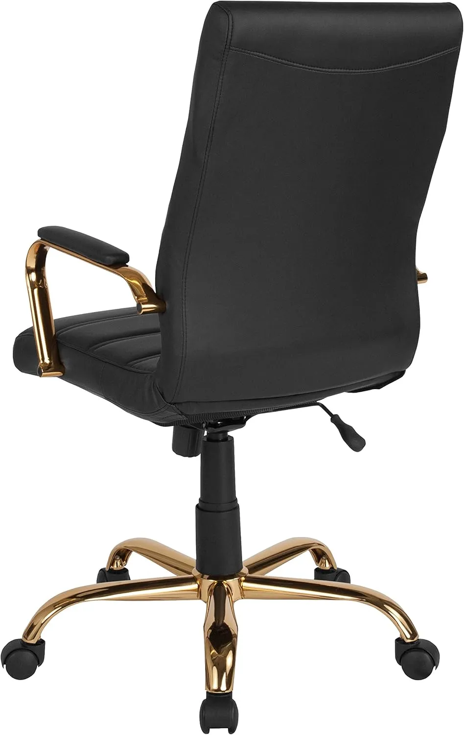 EMMA   OLIVER High Back Black LeatherSoft Executive Swivel Office Chair with Gold Frame/Arms