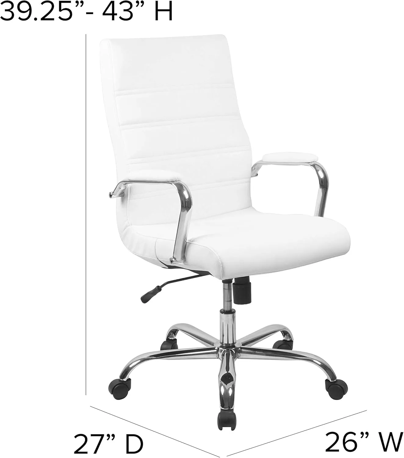 EMMA   OLIVER High Back White LeatherSoft Executive Swivel Office Chair with Chrome Frame/Arms
