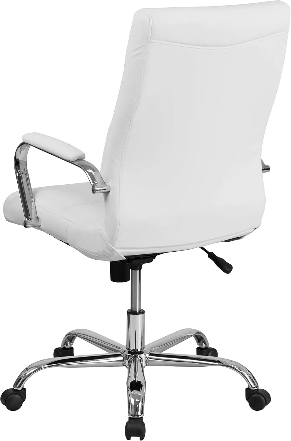 EMMA   OLIVER High Back White LeatherSoft Executive Swivel Office Chair with Chrome Frame/Arms