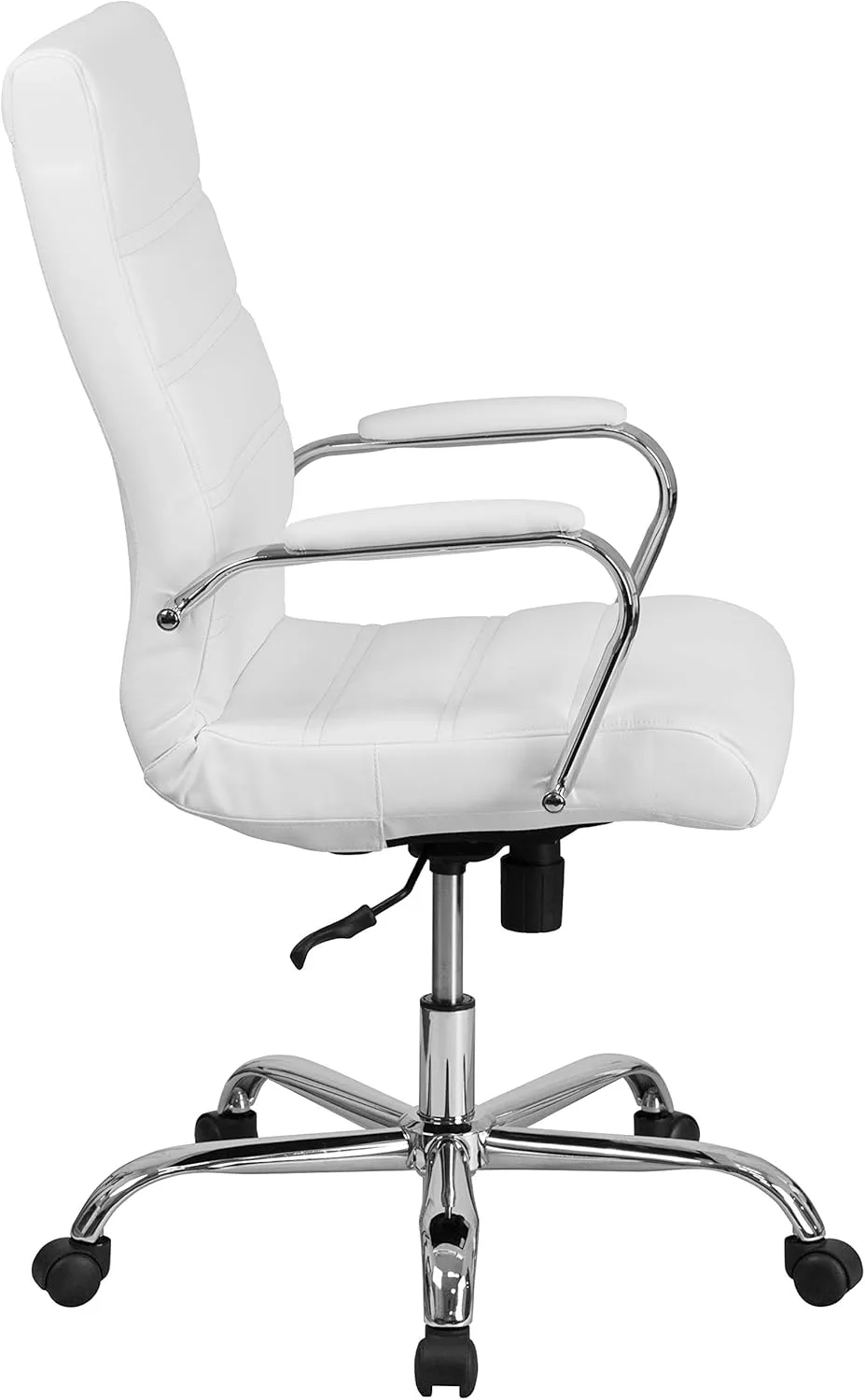 EMMA   OLIVER High Back White LeatherSoft Executive Swivel Office Chair with Chrome Frame/Arms