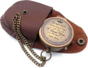 Engraved Brass Compass Gift to My Son/Nautical Gift for Son from Dad/Gift to Son from Mom/Gift for Son,Father Son Gift,Mother Son Gift,Love Mom,Son from Mom, Love Dad/with Leather Case