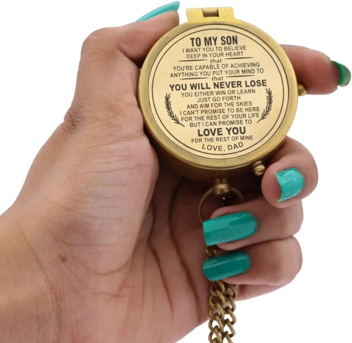 Engraved Dad to Son Compass - I Love You Gift for Son's Birthday, Graduation, or Confirmation
