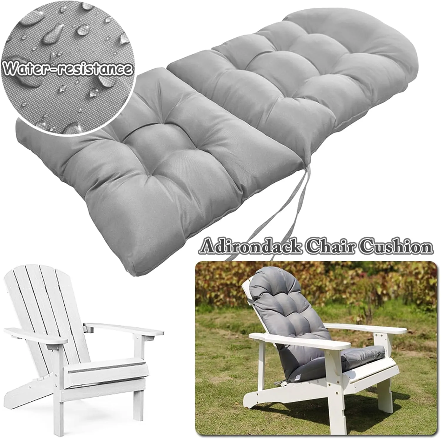 Enipate Adirondack Chair Cushions Set of 4, Weather Resistant High Back Rocking Chair Cushion, Indoor Outdoor Patio Chair Cushion Tufted Thicken Seat Pads