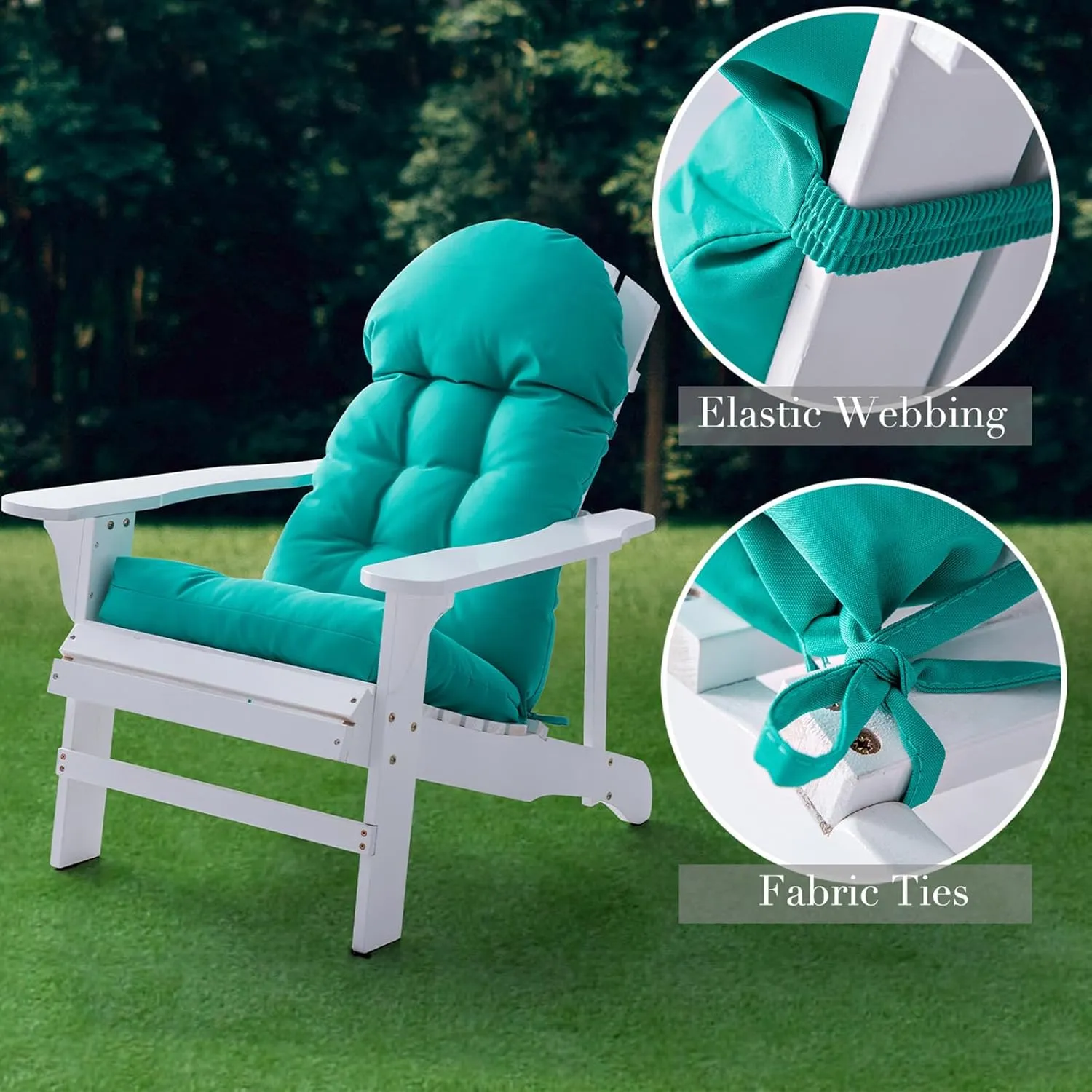 Enipate Adirondack Chair Cushions Set of 4, Weather Resistant High Back Rocking Chair Cushion, Indoor Outdoor Patio Chair Cushion Tufted Thicken Seat Pads