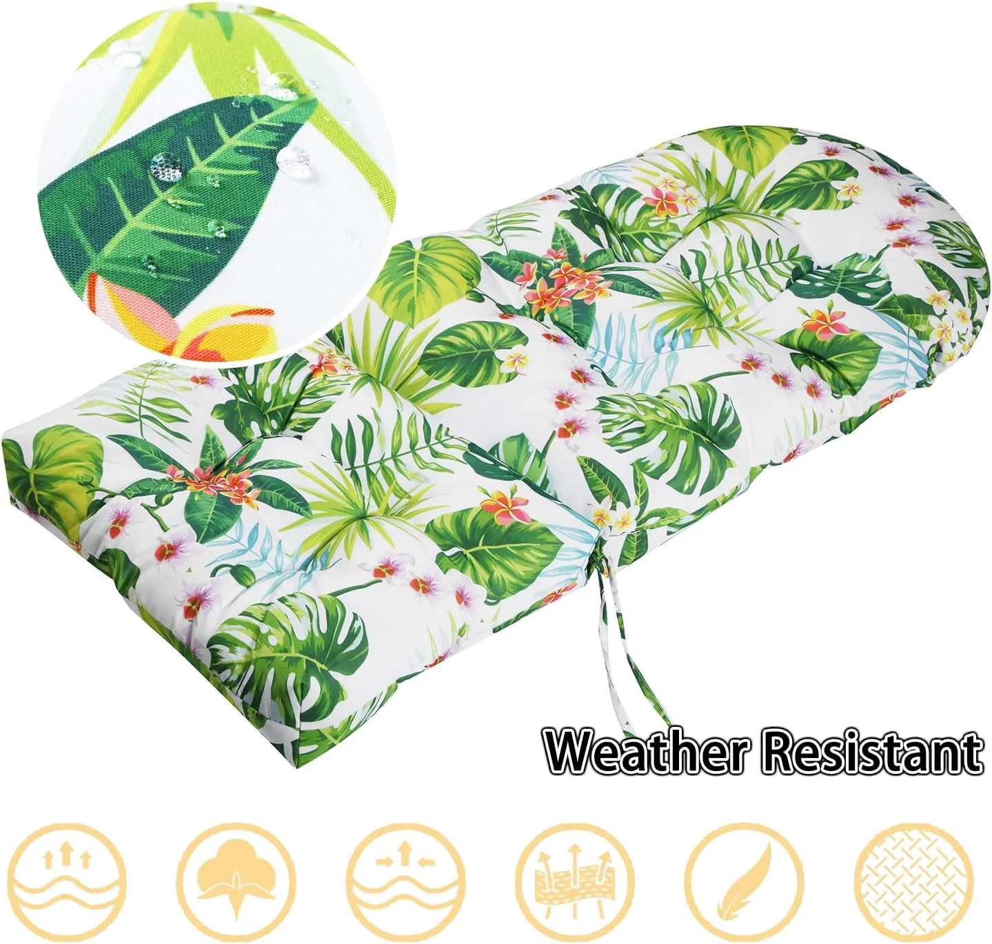 Enipate Tropical Print Adirondack Chair Cushions 44x19x4 inch, Weather Resistant Patio Chair Seat Cushion, Tufted Thicken Outdoor High Back Rocking Chair Pads