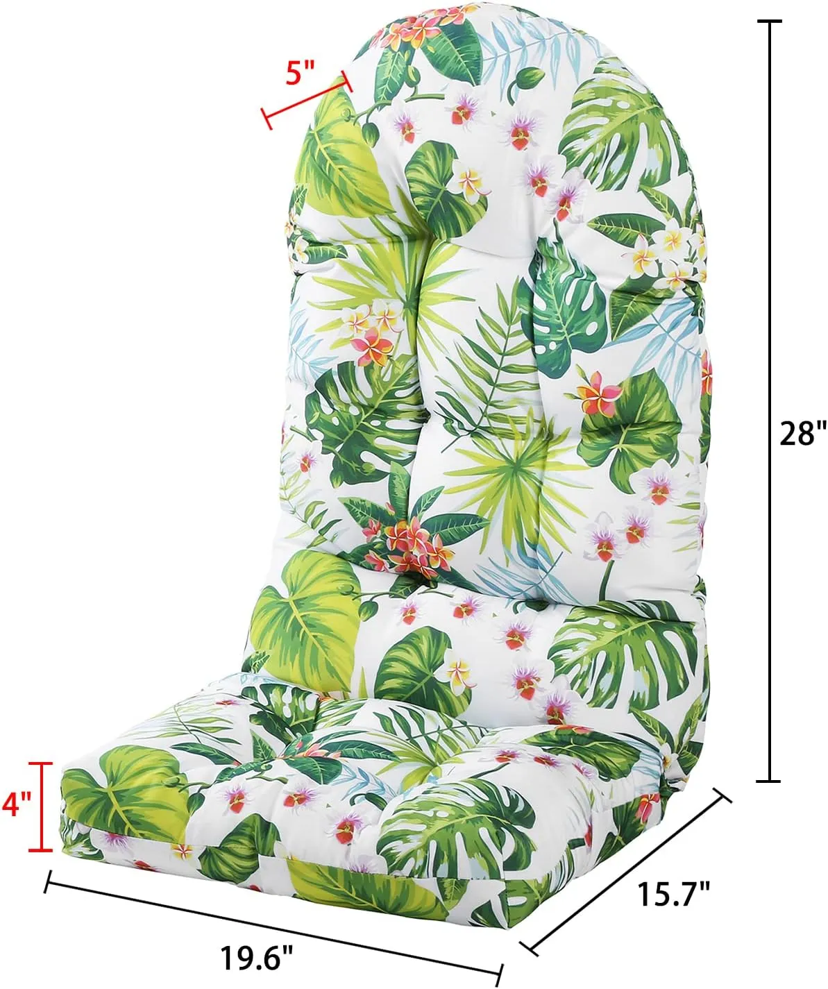Enipate Tropical Print Adirondack Chair Cushions 44x19x4 inch, Weather Resistant Patio Chair Seat Cushion, Tufted Thicken Outdoor High Back Rocking Chair Pads