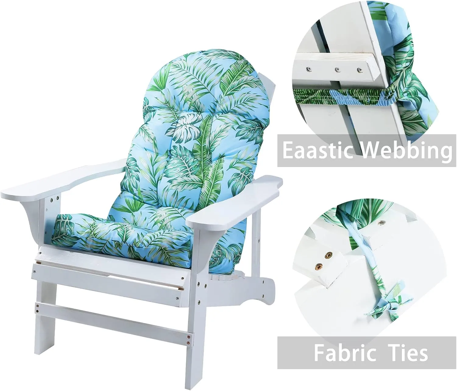 Enipate Tropical Print Adirondack Chair Cushions 44x19x4 inch, Weather Resistant Patio Chair Seat Cushion, Tufted Thicken Outdoor High Back Rocking Chair Pads