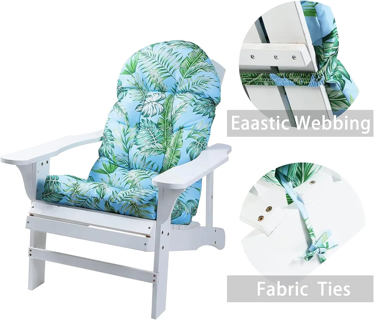 Enipate Tropical Print Adirondack Chair Cushions Set of 2, Weather Resistant Patio Chair Seat Cushion, Tufted Thicken Outdoor High Back Rocking Chair Pads