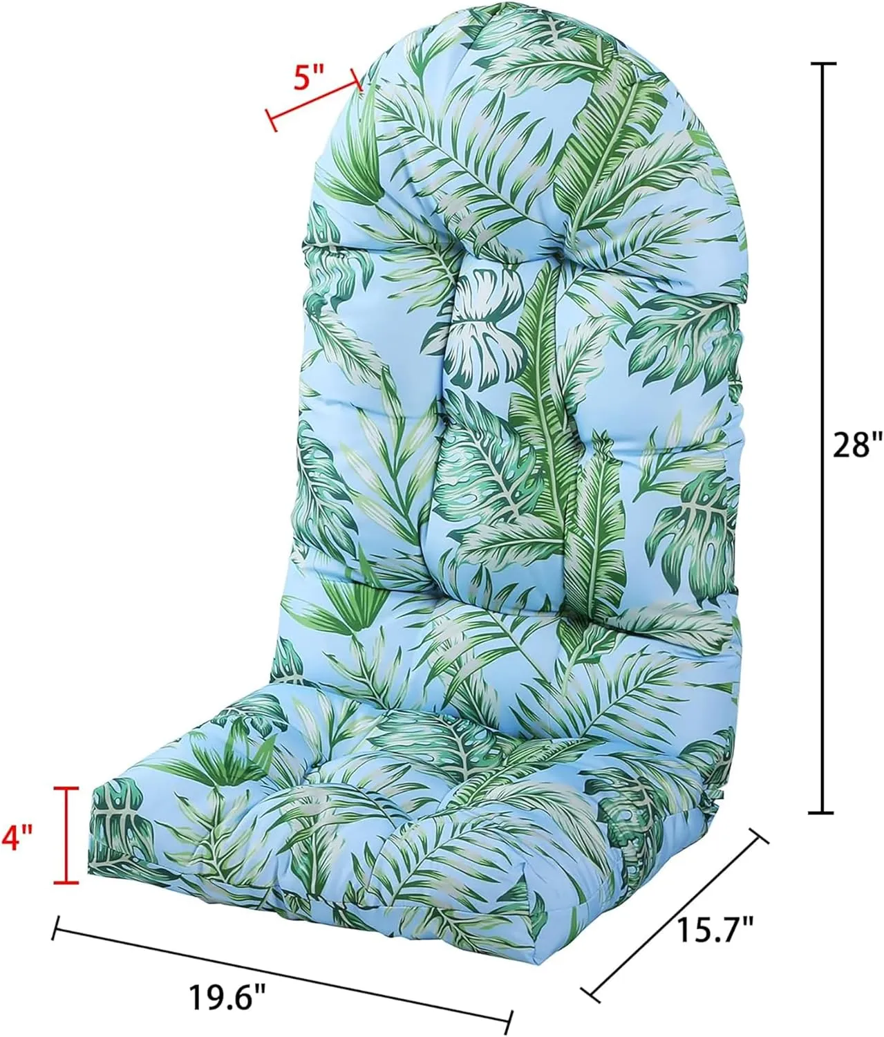 Enipate Tropical Print Adirondack Chair Cushions Set of 2, Weather Resistant Patio Chair Seat Cushion, Tufted Thicken Outdoor High Back Rocking Chair Pads