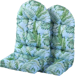 Enipate Tropical Print Adirondack Chair Cushions Set of 2, Weather Resistant Patio Chair Seat Cushion, Tufted Thicken Outdoor High Back Rocking Chair Pads