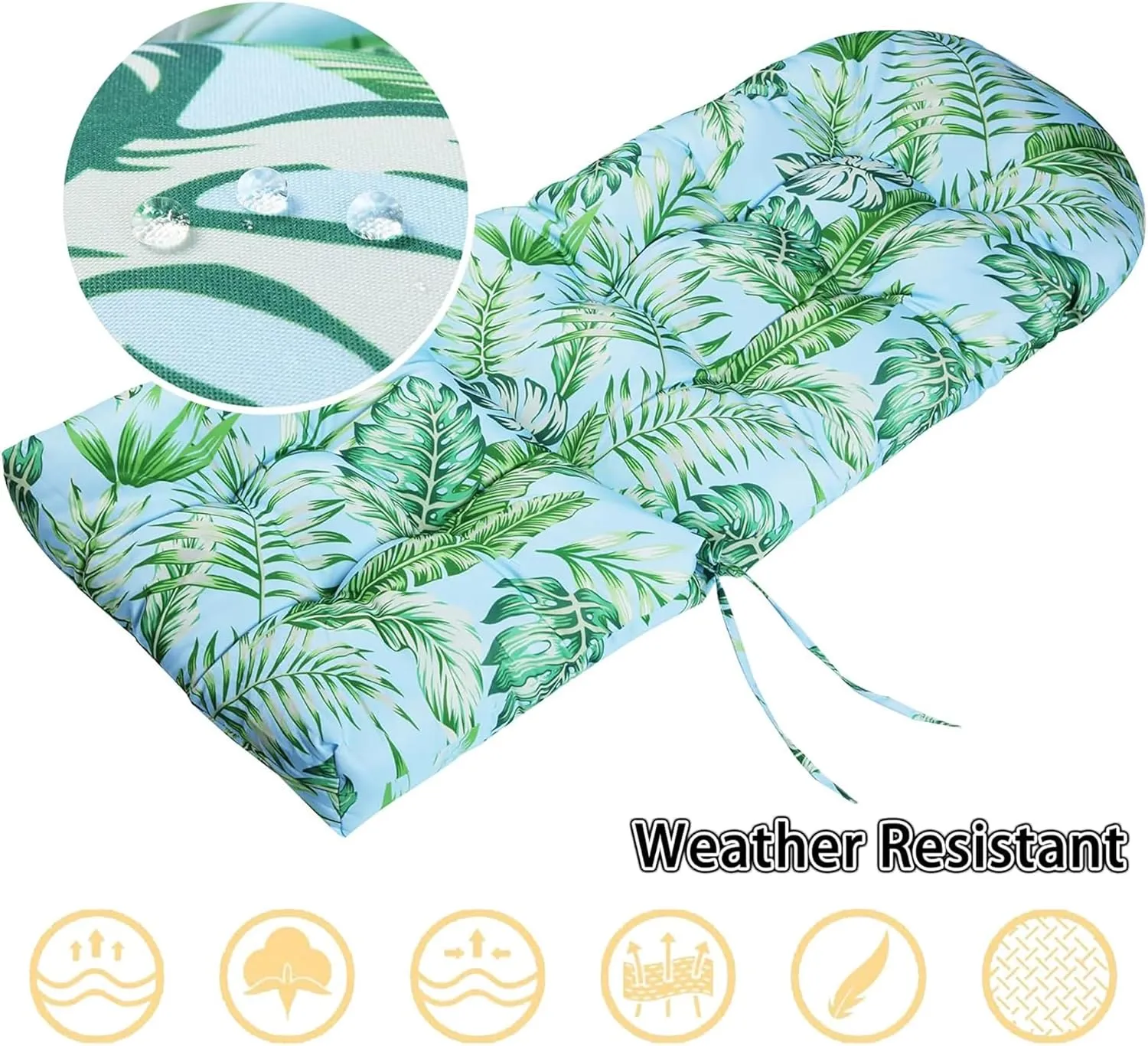 Enipate Tropical Print Adirondack Chair Cushions Set of 2, Weather Resistant Patio Chair Seat Cushion, Tufted Thicken Outdoor High Back Rocking Chair Pads