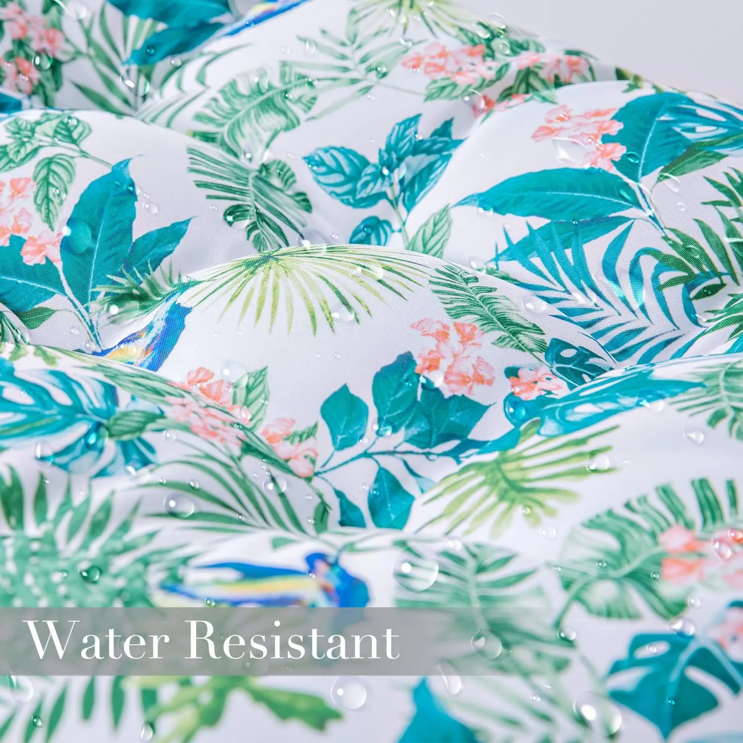 Enipate Tropical Print Adirondack Chair Cushions, Weather Resistant Patio Chair Polyester Seat Cushion, Tufted Thicken Outdoor High Back Rocking Chair Pads