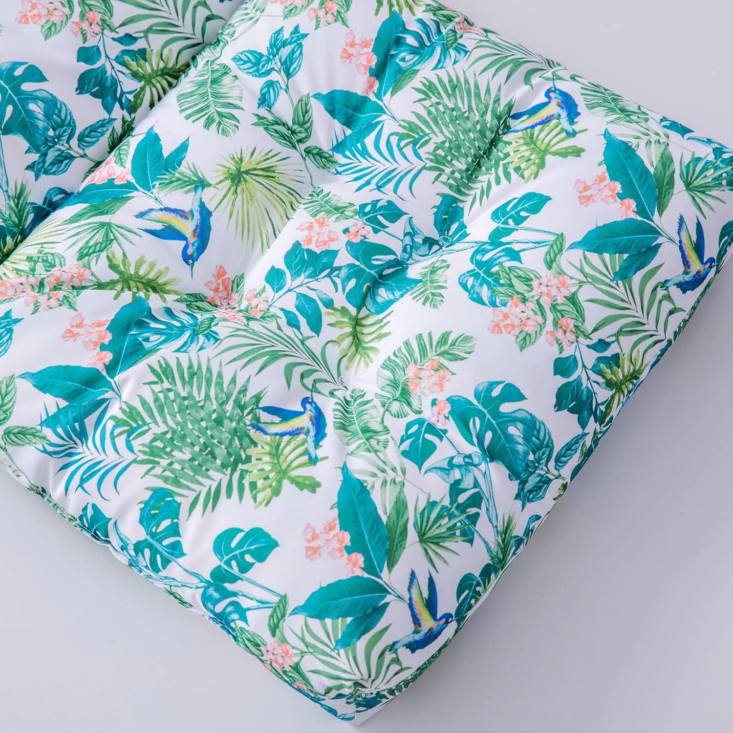 Enipate Tropical Print Adirondack Chair Cushions, Weather Resistant Patio Chair Polyester Seat Cushion, Tufted Thicken Outdoor High Back Rocking Chair Pads