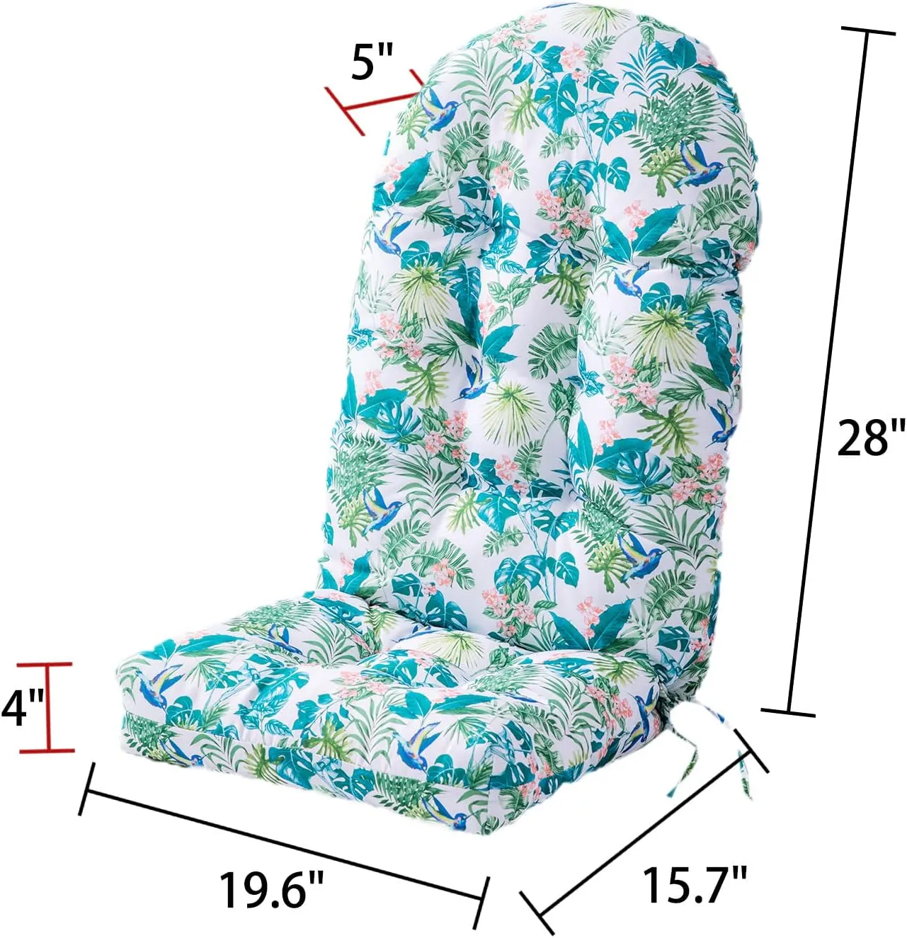 Enipate Tropical Print Adirondack Chair Cushions, Weather Resistant Patio Chair Polyester Seat Cushion, Tufted Thicken Outdoor High Back Rocking Chair Pads